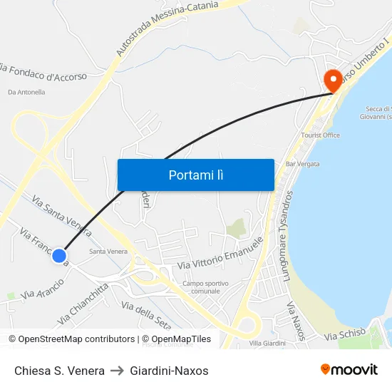 Chiesa S. Venera to Giardini-Naxos map