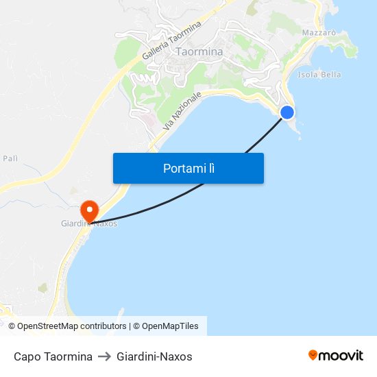 Capo Taormina to Giardini-Naxos map
