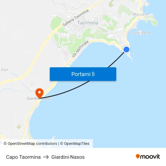 Capo Taormina to Giardini-Naxos map