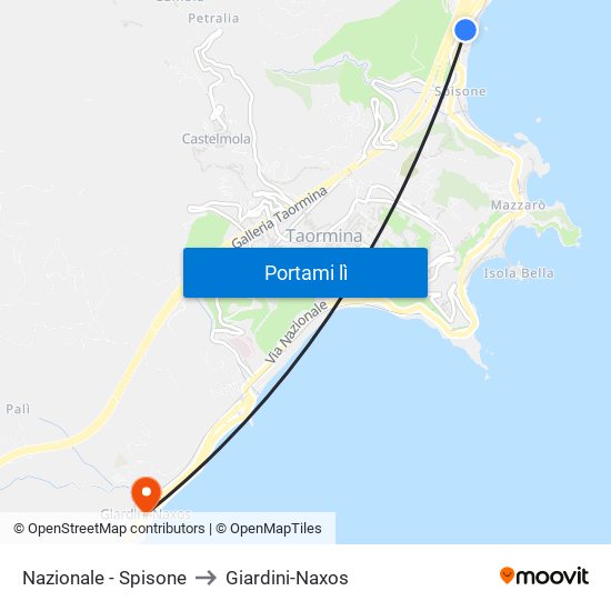 Nazionale - Spisone to Giardini-Naxos map