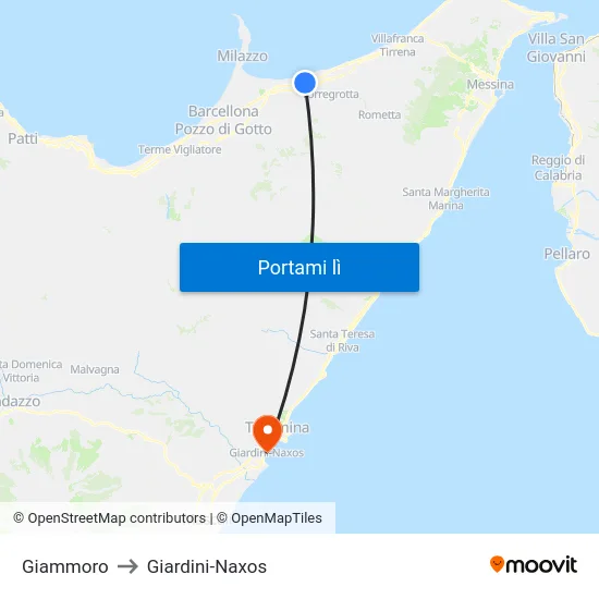 Giammoro to Giardini-Naxos map