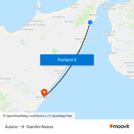 Aulario to Giardini-Naxos map