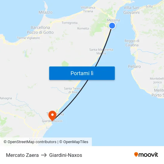 Mercato Zaera to Giardini-Naxos map