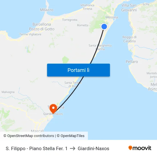 S. Filippo - Piano Stella Fer. 1 to Giardini-Naxos map