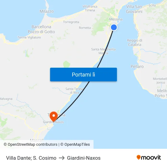 Villa Dante; S. Cosimo to Giardini-Naxos map