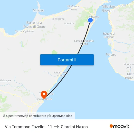 Via Tommaso Fazello - 11 to Giardini-Naxos map