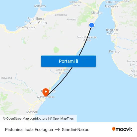 Pistunina; Isola Ecologica to Giardini-Naxos map
