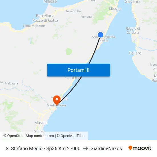 S. Stefano Medio - Sp36 Km 2 -000 to Giardini-Naxos map