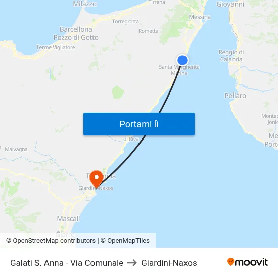 Galati S. Anna - Via Comunale to Giardini-Naxos map