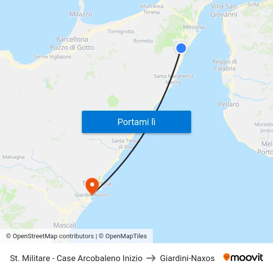 St. Militare - Case Arcobaleno Inizio to Giardini-Naxos map