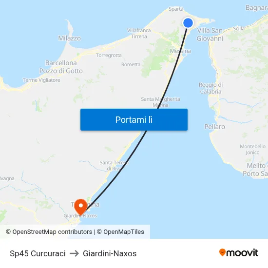 Sp45 Curcuraci to Giardini-Naxos map