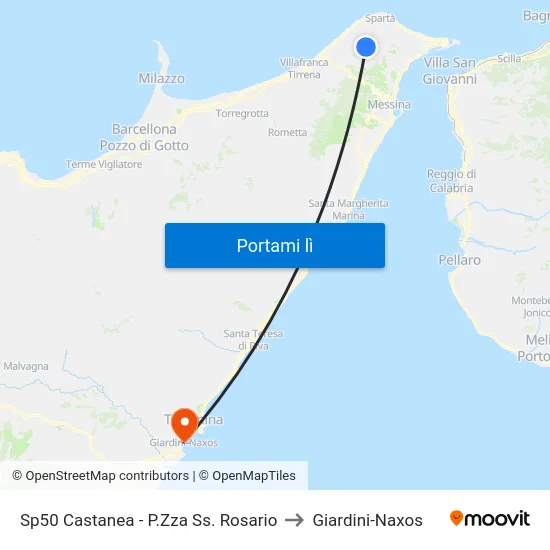 Sp50 Castanea - P.Zza Ss. Rosario to Giardini-Naxos map