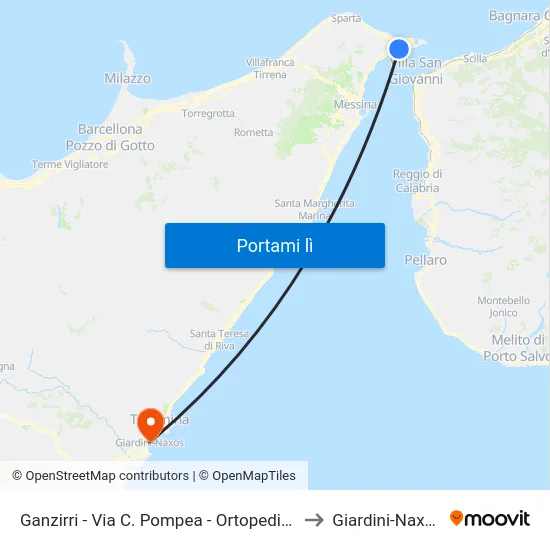 Ganzirri - Via C. Pompea - Ortopedico to Giardini-Naxos map
