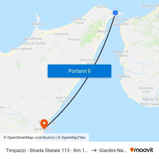 Timpazzi - Strada Statale 113 - Km 13 -400 to Giardini-Naxos map