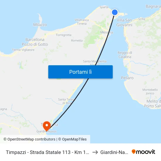Timpazzi - Strada Statale 113 - Km 14 -900 to Giardini-Naxos map