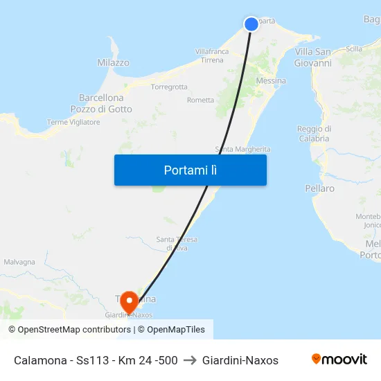 Calamona - Ss113 - Km 24 -500 to Giardini-Naxos map