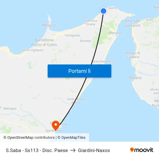 S.Saba - Ss113 - Disc. Paese to Giardini-Naxos map