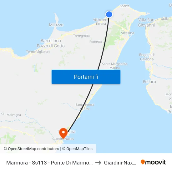 Marmora - Ss113 - Ponte Di Marmora to Giardini-Naxos map