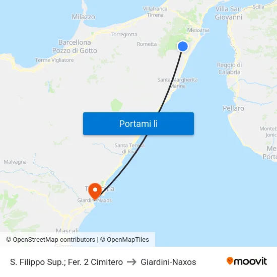 S. Filippo Sup.; Fer. 2 Cimitero to Giardini-Naxos map
