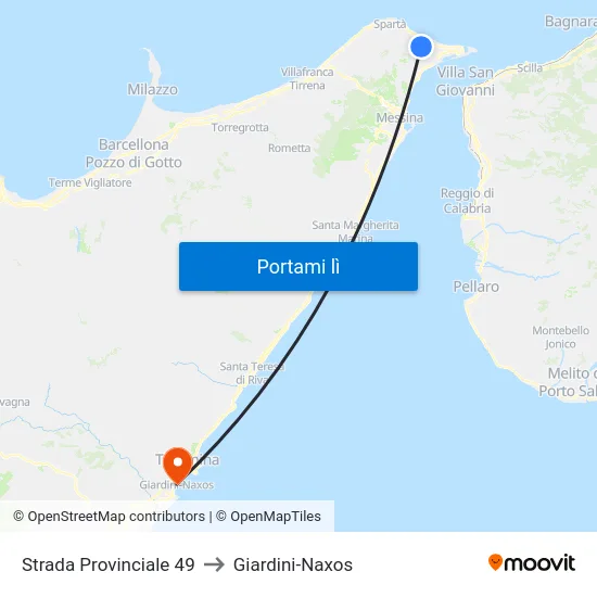 Strada Provinciale 49 to Giardini-Naxos map