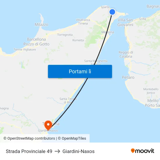 Strada Provinciale 49 to Giardini-Naxos map