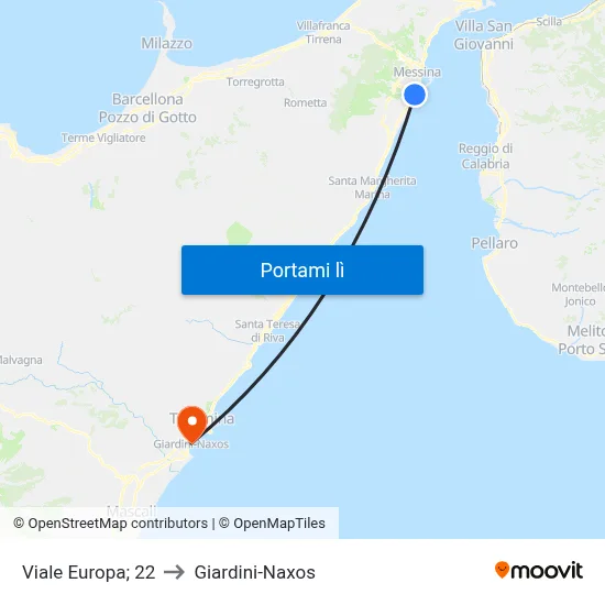 Viale Europa; 22 to Giardini-Naxos map