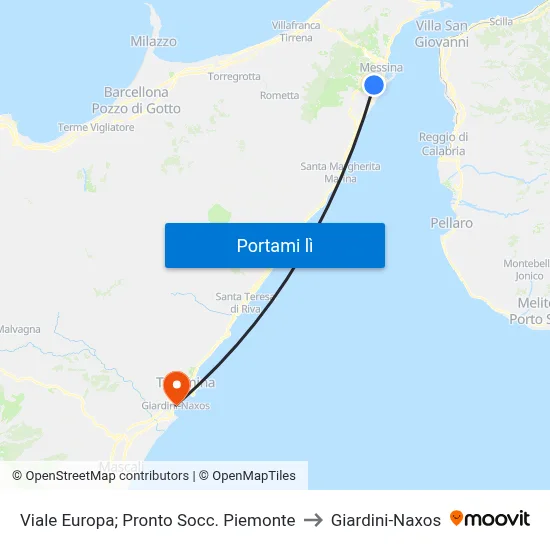Viale Europa; Pronto Socc. Piemonte to Giardini-Naxos map
