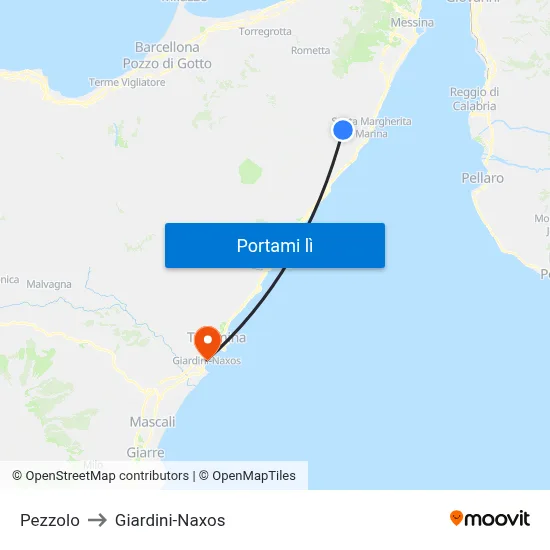 Pezzolo to Giardini-Naxos map