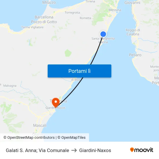 Galati S. Anna; Via Comunale to Giardini-Naxos map
