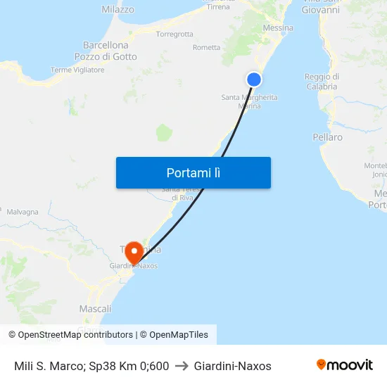 Mili S. Marco; Sp38 Km 0;600 to Giardini-Naxos map