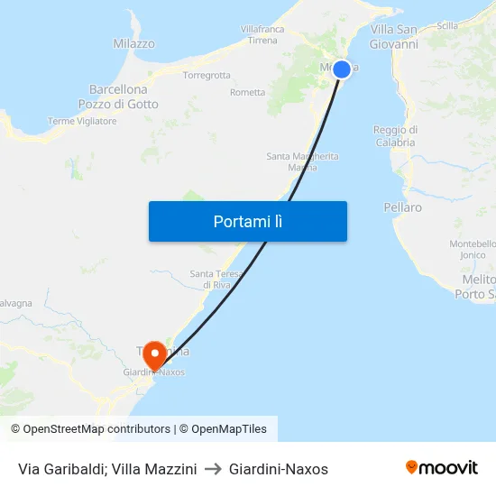 Via Garibaldi; Villa Mazzini to Giardini-Naxos map