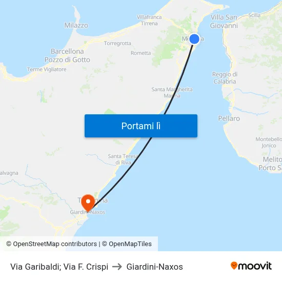 Via Garibaldi; Via F. Crispi to Giardini-Naxos map