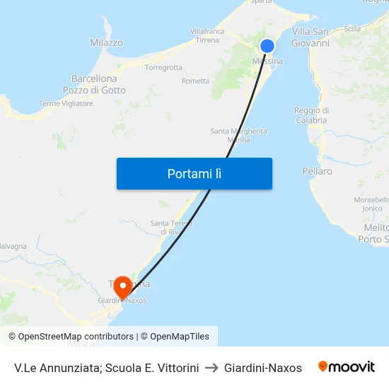 V.Le Annunziata; Scuola E. Vittorini to Giardini-Naxos map