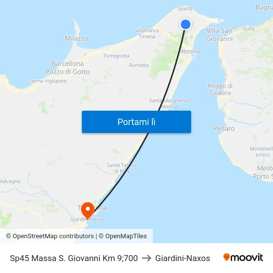 Sp45 Massa S. Giovanni Km 9;700 to Giardini-Naxos map