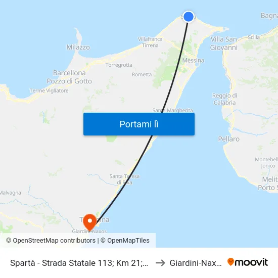 Spartà - Strada Statale 113; Km 21;300 to Giardini-Naxos map