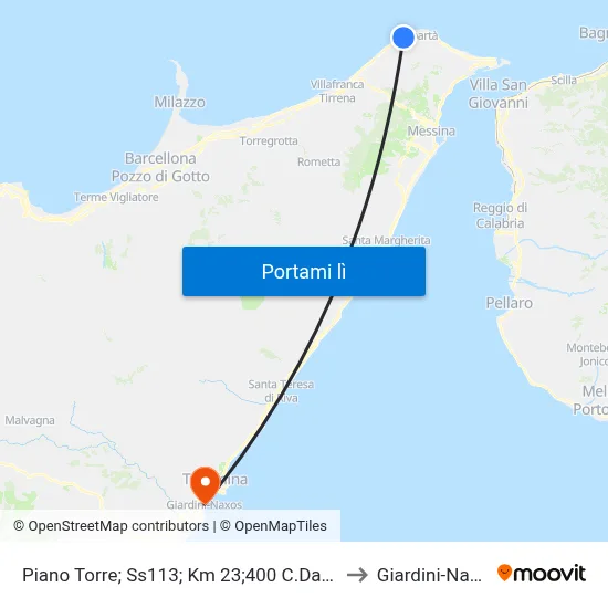 Piano Torre; Ss113; Km 23;400 C.Da Ziino to Giardini-Naxos map