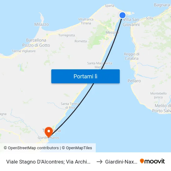 Viale Stagno D'Alcontres; Via Archimede to Giardini-Naxos map