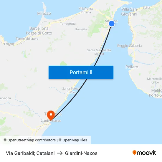 Via Garibaldi; Catalani to Giardini-Naxos map