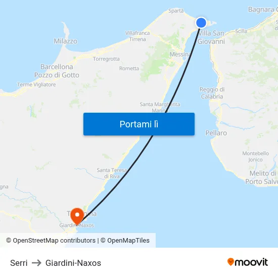 Serri to Giardini-Naxos map