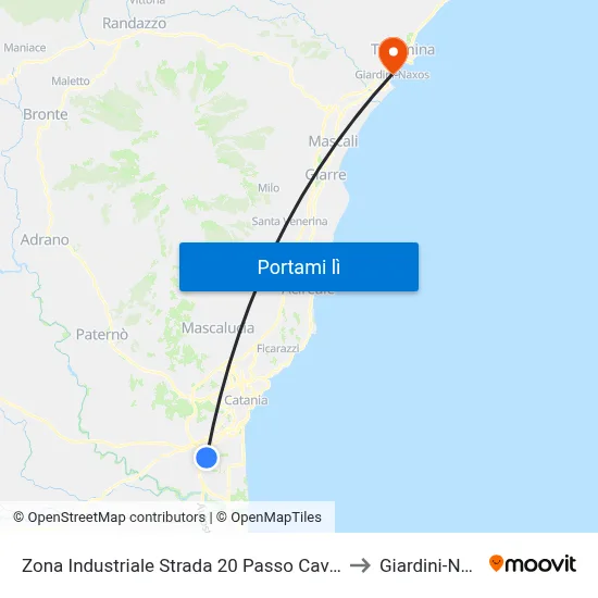 Zona Industriale Strada 20 Passo Cavaliere (2) to Giardini-Naxos map