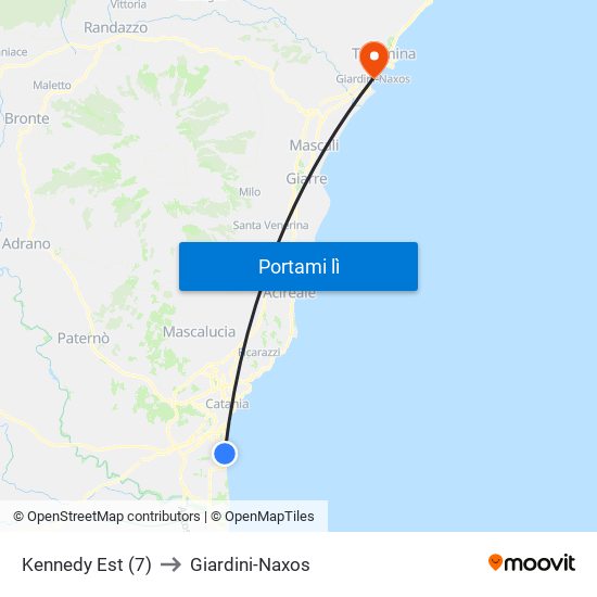 Kennedy Est (7) to Giardini-Naxos map