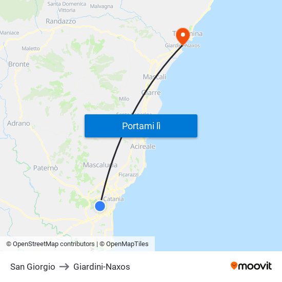 San Giorgio to Giardini-Naxos map