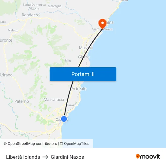 Libertà Iolanda to Giardini-Naxos map