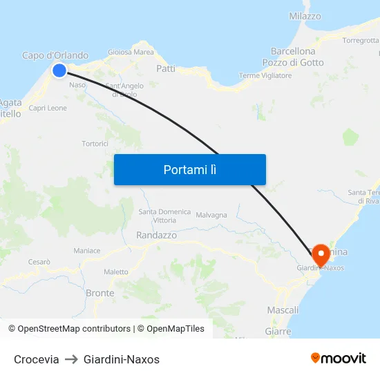 Crocevia to Giardini-Naxos map