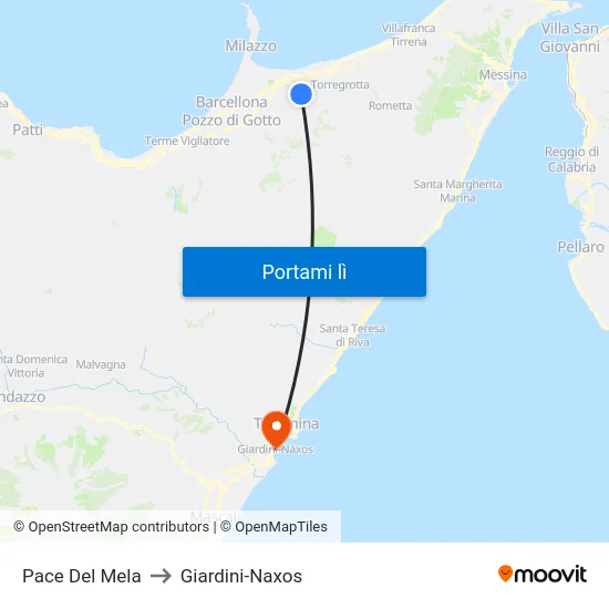 Pace Del Mela to Giardini-Naxos map