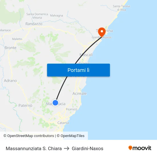 Massannunziata S. Chiara to Giardini-Naxos map