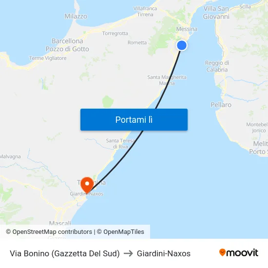 Via Bonino (Gazzetta Del Sud) to Giardini-Naxos map