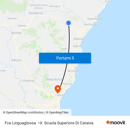 Fce Linguaglossa to Scuola Superiore Di Catania map