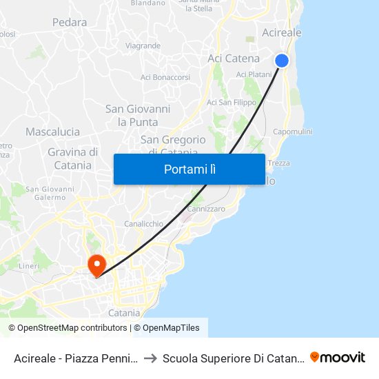 Acireale - Piazza Pennisi to Scuola Superiore Di Catania map
