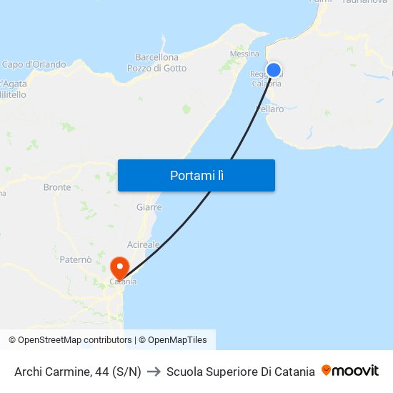 Archi Carmine, 44 (S/N) to Scuola Superiore Di Catania map